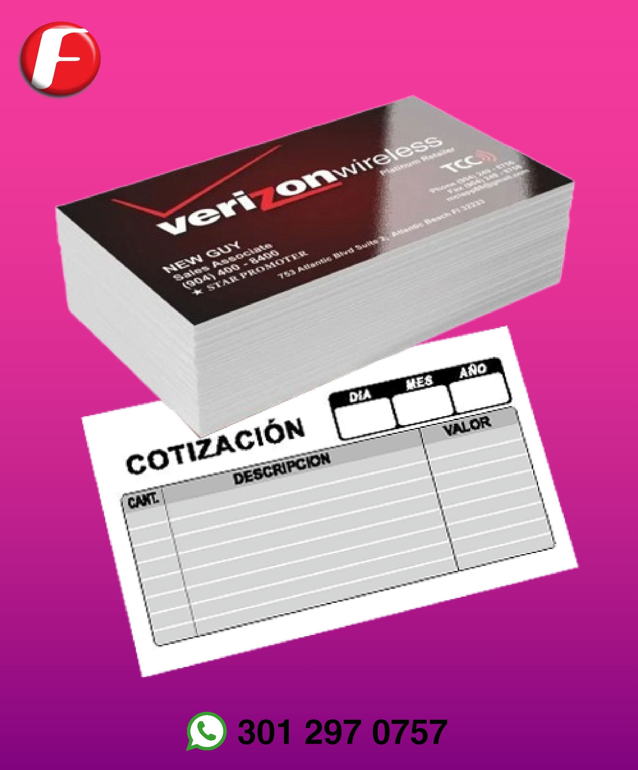 tarjetas de presentación UV brillante una cara en Cali